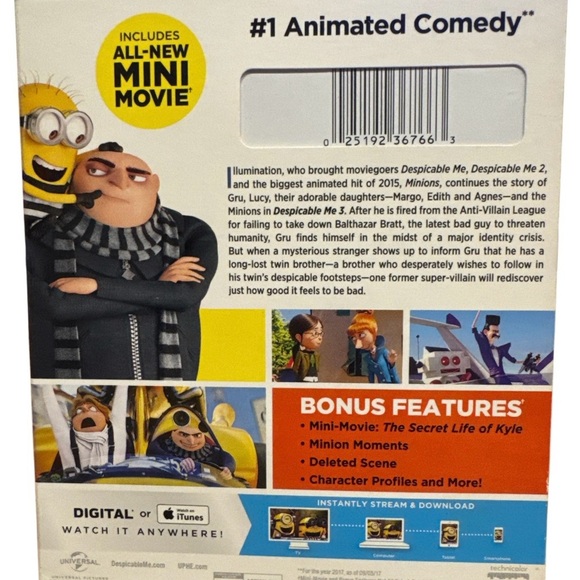 📀 7 MOVIES/$50 • Despicable Me 3 Blu-Ray DVD Combo • Illumination - Picture 2 of 4